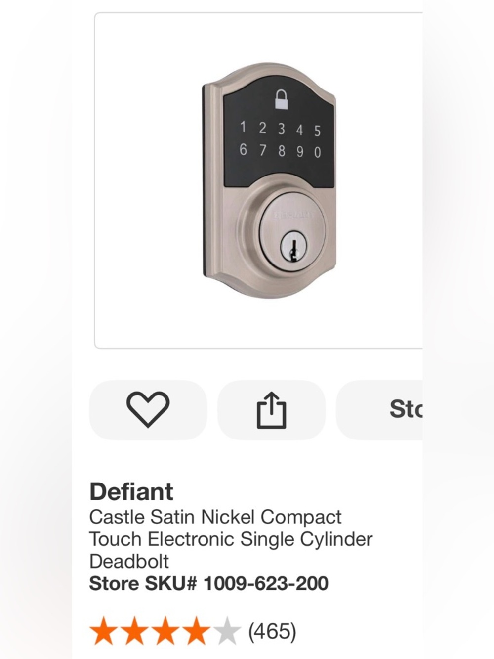 Defiant Touchpad Deadbolt - Satin Nickel - Picture 2 of 8